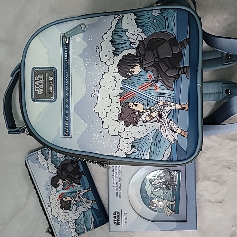 Rey and Ben Mini Backpack/Wallet/Pin Bundle